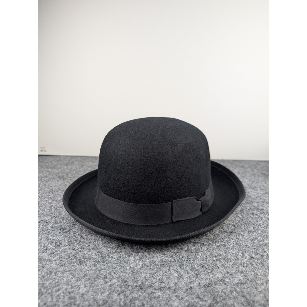 VTG Webster Bee Bowler Hat Mens Medium Black 100% Wool Felt Derby Made in USA